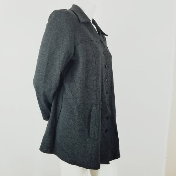 Maternity Shacket M Grey Banded Removable Collar Vtg Lightweight Flannel 90 - Picture 9 of 13